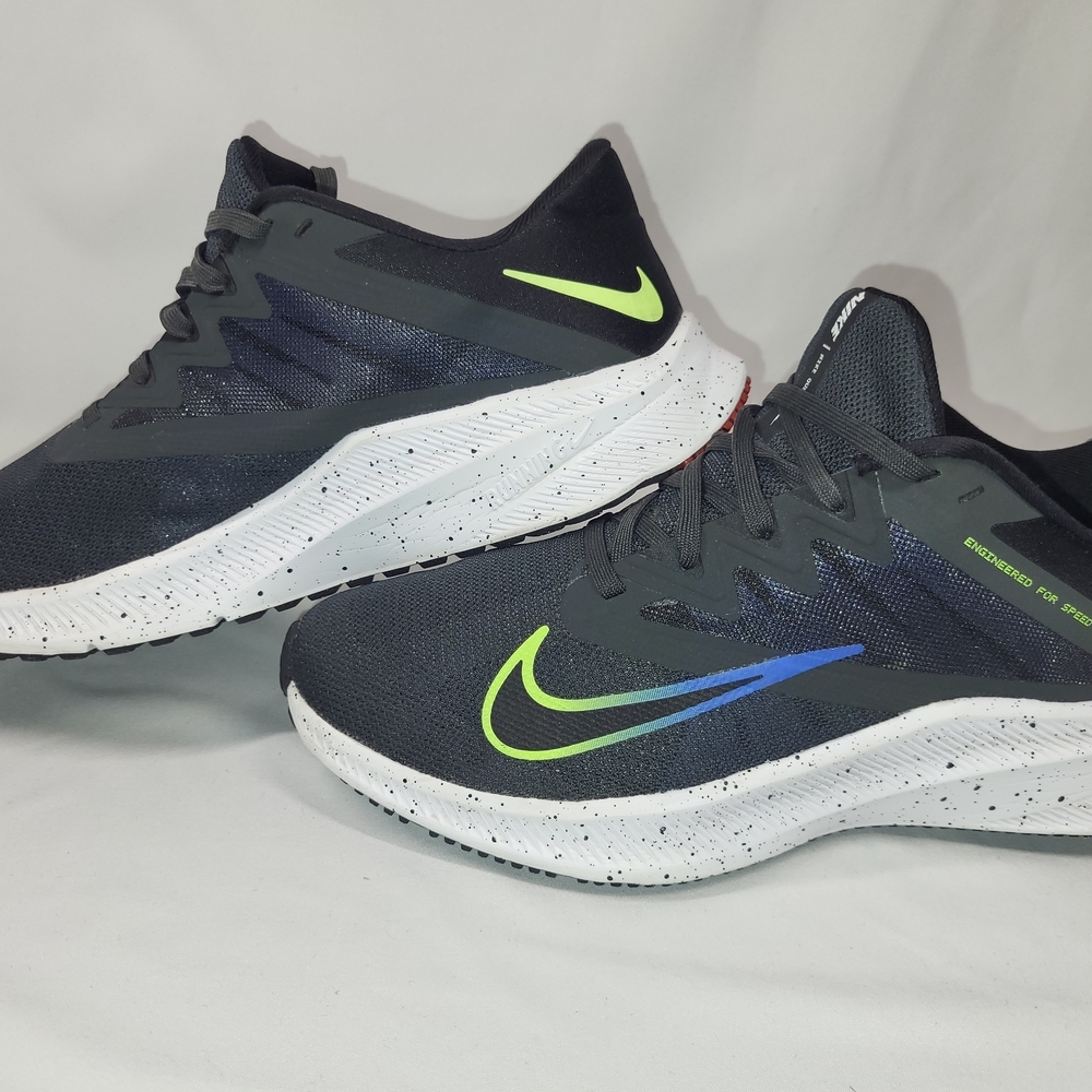 Nike Black Running Shoes with Neon Swoosh Size 8